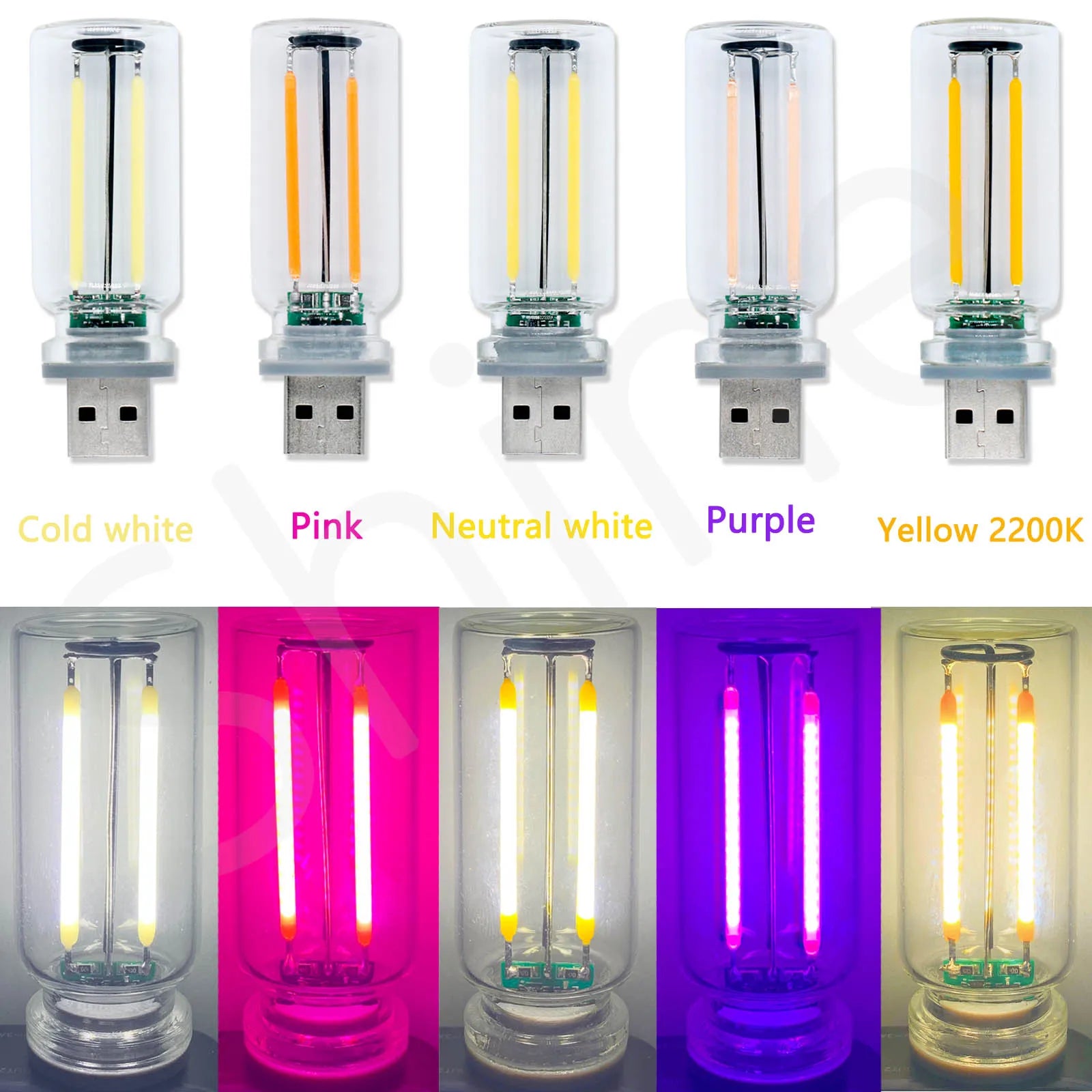 Retro USB LED Filament Touch Dimming Bulb 5V Retro LED Edison Bulb 0.3W Night Light Camping Incandescent Decorative LED Lighting