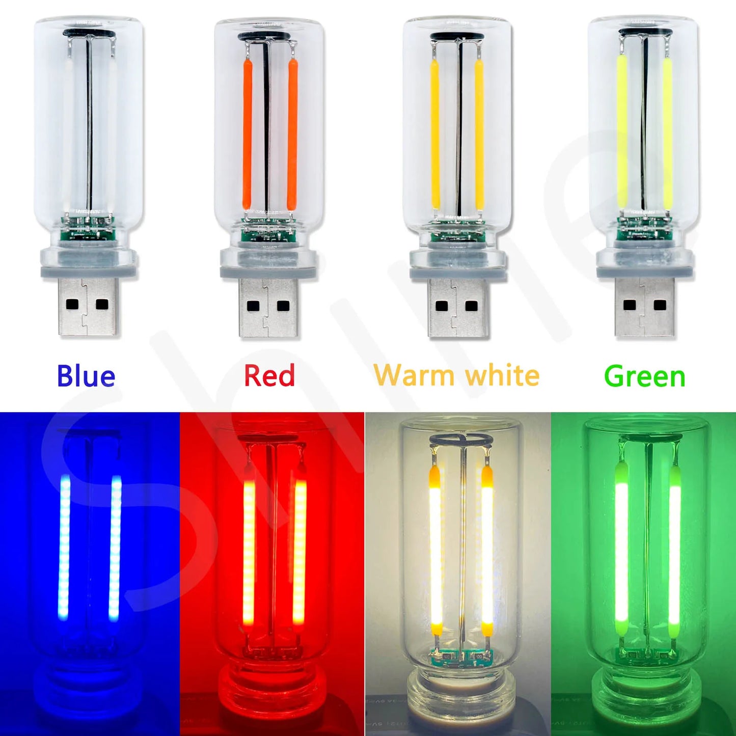 Retro USB LED Filament Touch Dimming Bulb 5V Retro LED Edison Bulb 0.3W Night Light Camping Incandescent Decorative LED Lighting